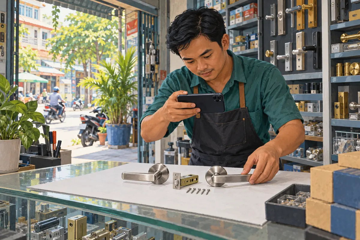 Which Pieces Come Together? Telegram Photo Albums for Cambodian Door-Handle Shops