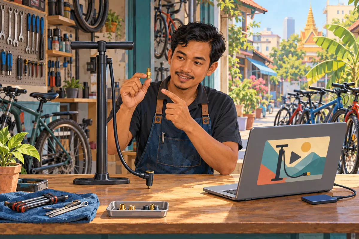 Valve Adapter or Whole Pump? YouTube Info Cards for Cambodian Bicycle Shops